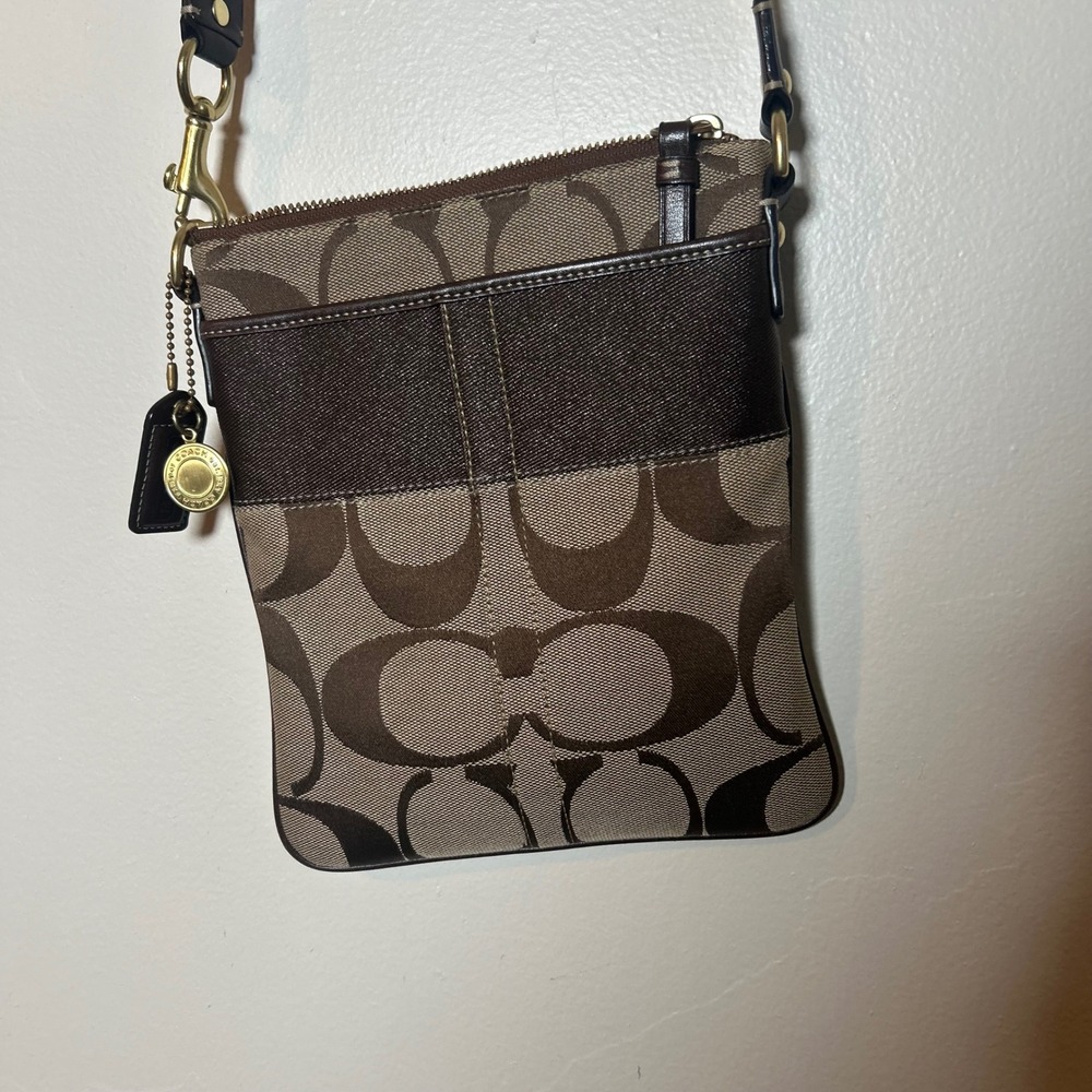 NWOT VINTAGE Y2K Coach Signature File Crossbody Bag Womens Small Brown Monogram - Picture 2 of 6